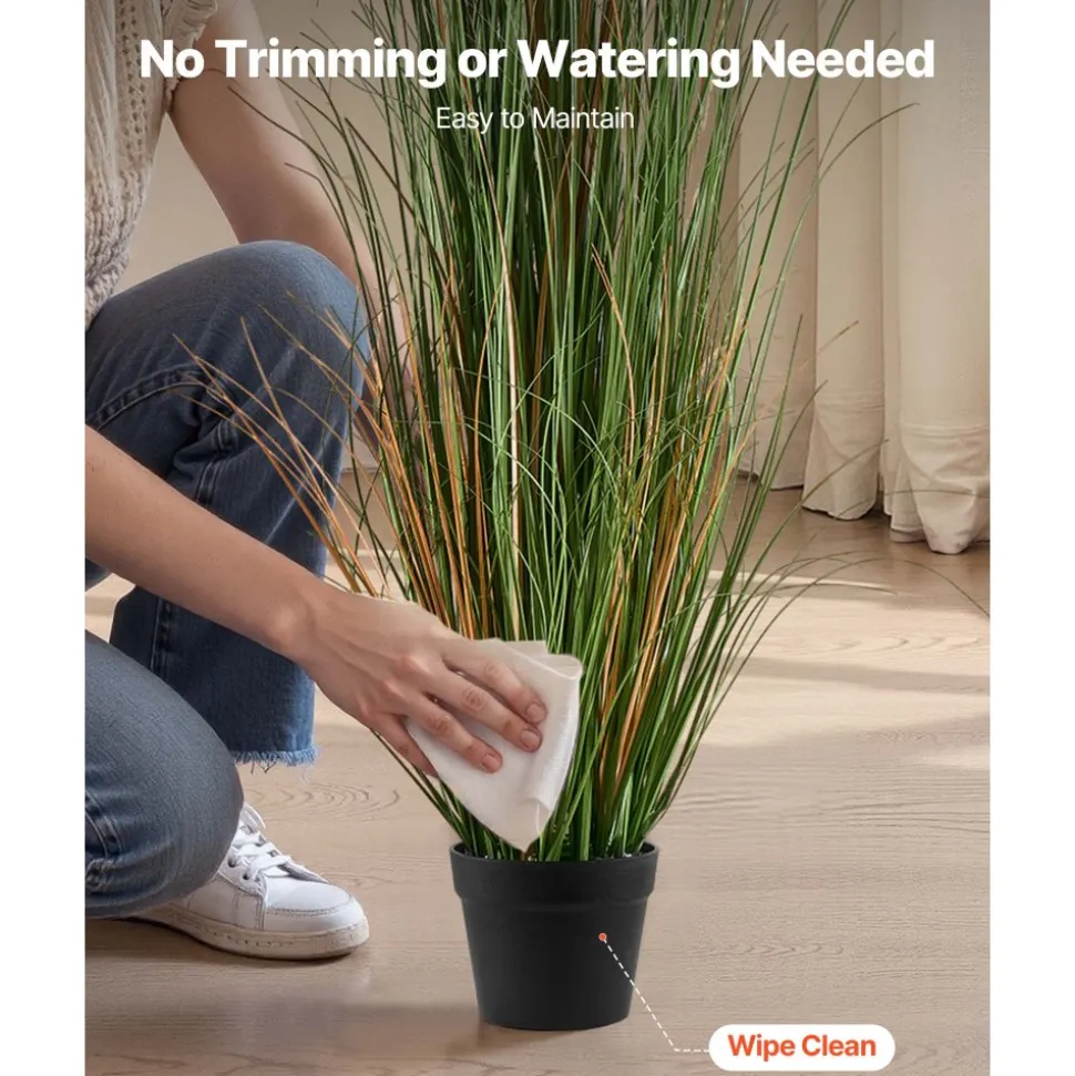 VEVOR Artificial Grass Plant, 47 inch Reed Flower Grass in Pot, Premium PVC Faux Fake Greenery Shrubs Plant for Indoor Outdoor House Home Garden Office Room Décor, Housewarming, 1 Pack Green