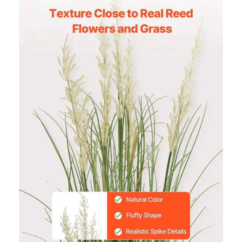 VEVOR Artificial Grass Plant, 47 inch Reed Flower Grass in Pot, Premium PVC Faux Fake Greenery Shrubs Plant for Indoor Outdoor House Home Garden Office Room Décor, Housewarming, 1 Pack Green