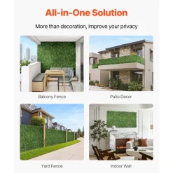 VEVOR Artificial Grass Wall Panels, 60 x 120 inch, Milan Grass Greenery Boxwood Panel for Indoor Outdoor Green Decor & Ivy Fence Covering, Privacy Backdrop Wall Hedge Screen for Garden