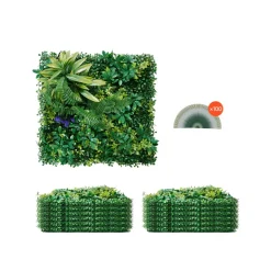 VEVOR Artificial Grass Wall Panels, 12 PCS 20 x 20 inch, 3D Combination Greenery Boxwood  Panel for Indoor Outdoor Green Decor & Ivy Fence Covering, Privacy Backdrop Wall Hedge Screen for Garden