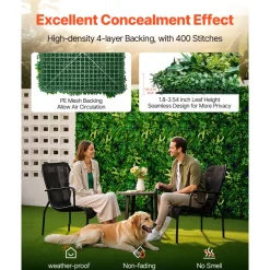 VEVOR Artificial Grass Wall Panels, 12 PCS 20 x 20 inch, 3D Combination Greenery Boxwood  Panel for Indoor Outdoor Green Decor & Ivy Fence Covering, Privacy Backdrop Wall Hedge Screen for Garden