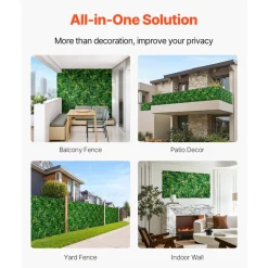 VEVOR Artificial Grass Wall Panels, 12 PCS 20 x 20 inch, 3D Combination Greenery Boxwood  Panel for Indoor Outdoor Green Decor & Ivy Fence Covering, Privacy Backdrop Wall Hedge Screen for Garden