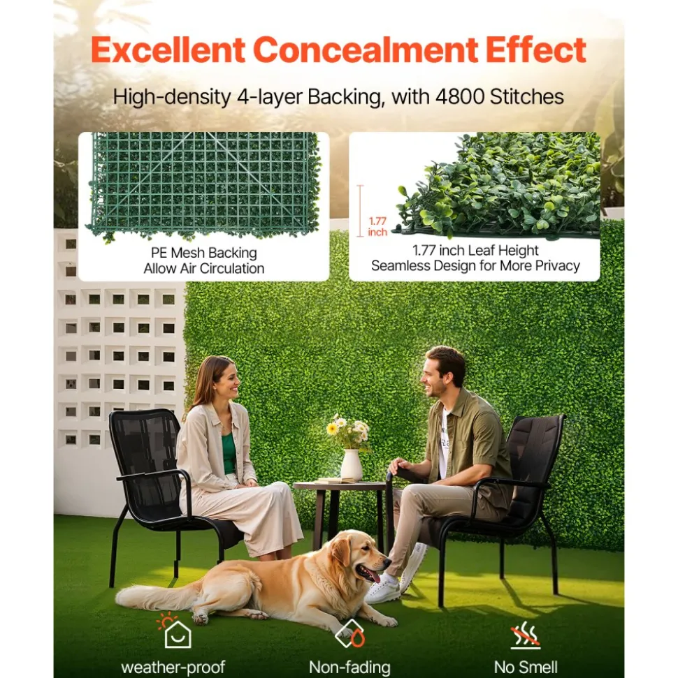 VEVOR Artificial Grass Wall Panels, 40 x 120 inch, Milan Grass Greenery Boxwood Panel for Indoor Outdoor Green Decor & Ivy Fence Covering, Privacy Backdrop Wall Hedge Screen for Garden