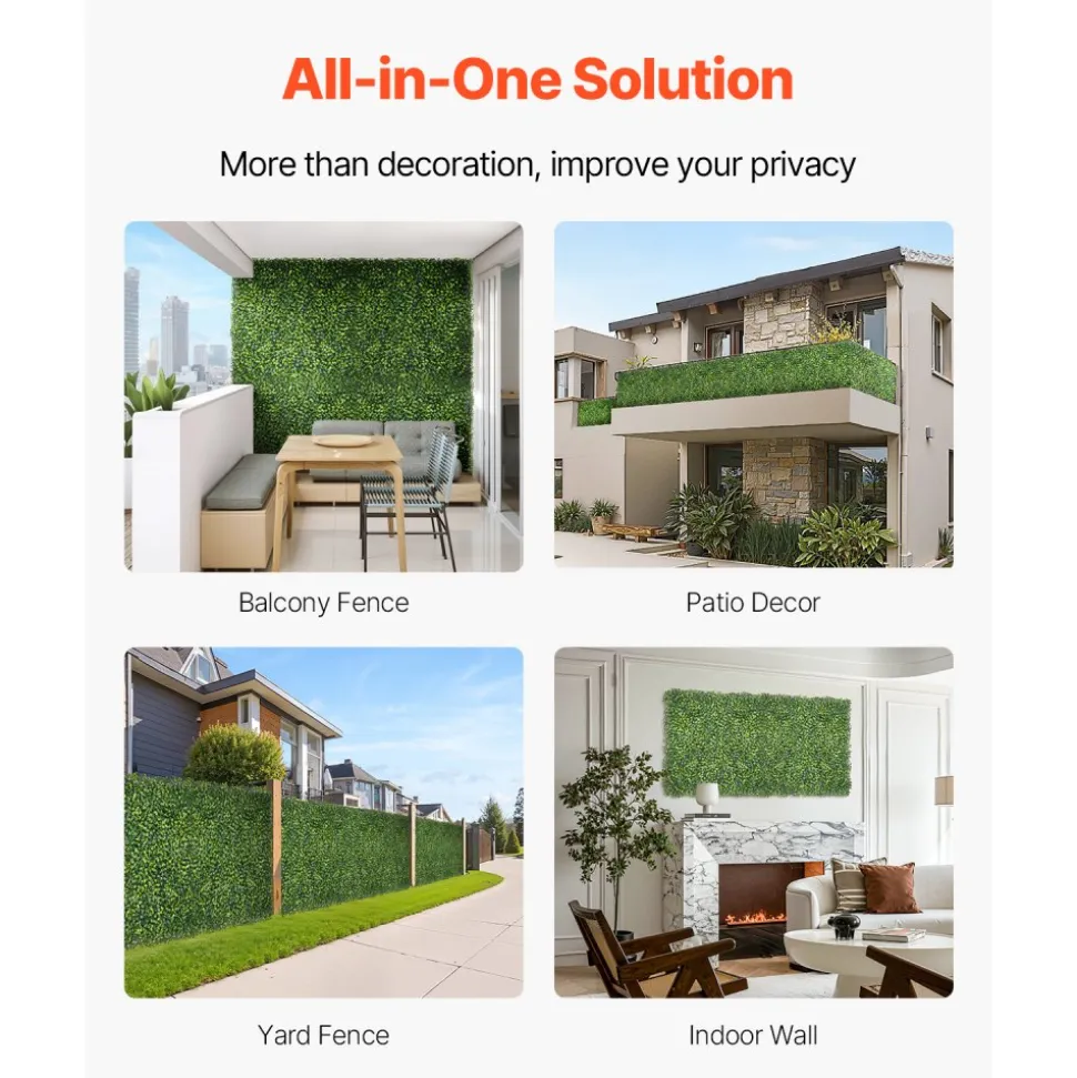 VEVOR Artificial Grass Wall Panels, 40 x 120 inch, Milan Grass Greenery Boxwood Panel for Indoor Outdoor Green Decor & Ivy Fence Covering, Privacy Backdrop Wall Hedge Screen for Garden