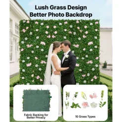 VEVOR Artificial Luxury‌ Flower Wall Backdrop, 2 PCS, Each Panel 2 x 8 ft, Gorgeous 3D Silk Floral Backdrop Pet Friendly, Easy Installation Flower Wall Panel for Wedding, Event, Party and Home Decor