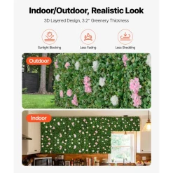 VEVOR Artificial Luxury‌ Flower Wall Backdrop, 2 PCS, Each Panel 2 x 8 ft, Gorgeous 3D Silk Floral Backdrop Pet Friendly, Easy Installation Flower Wall Panel for Wedding, Event, Party and Home Decor