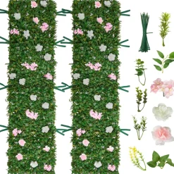 VEVOR Artificial Luxury‌ Flower Wall Backdrop, 2 PCS, Each Panel 2 x 8 ft, Gorgeous 3D Silk Floral Backdrop Pet Friendly, Easy Installation Flower Wall Panel for Wedding, Event, Party and Home Decor