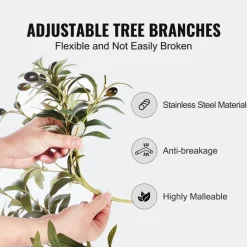 VEVOR Artificial Olive Tree, 6 FT Tall Faux Plant, Secure PE Material & Anti-Tip Tilt Protection Low-Maintenance Plant, Lifelike Green Fake Potted Tree for Home Office Warehouse Decor Indoor Outdoor