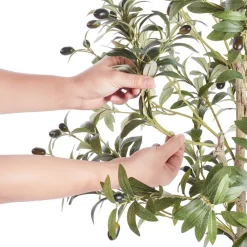 VEVOR Artificial Olive Tree, 6 FT Tall Faux Plant, Secure PE Material & Anti-Tip Tilt Protection Low-Maintenance Plant, Lifelike Green Fake Potted Tree for Home Office Warehouse Decor Indoor Outdoor