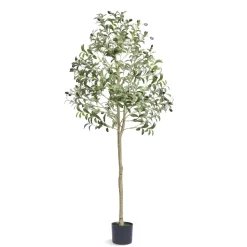 VEVOR Artificial Olive Tree, 5 FT Tall Faux Plant, Secure PE Material & Anti-Tip Tilt Protection Low-Maintenance Plant, Lifelike Green Fake Potted Tree for Home Office Warehouse Decor Indoor Outdoor