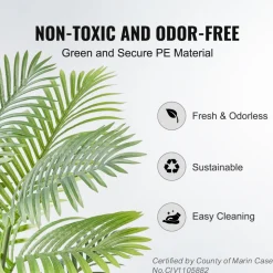 VEVOR Artificial Palm Tree, 4 FT Tall Faux Plant, Secure PE Material & Anti-Tip Tilt Protection Low-Maintenance Plant, Lifelike Green Fake Tree for Home Office Warehouse Decor Indoor Outdoor
