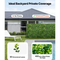 VEVOR Artificial Plant Wall, 16PCS 20 x 20 in Artificial Boxwood Panels, Greenery Backdrop Privacy Hedge Fence with Sun Protection, Fake Grass Wall Screen for Wedding, Indoor, Outdoor Garden, Backyard
