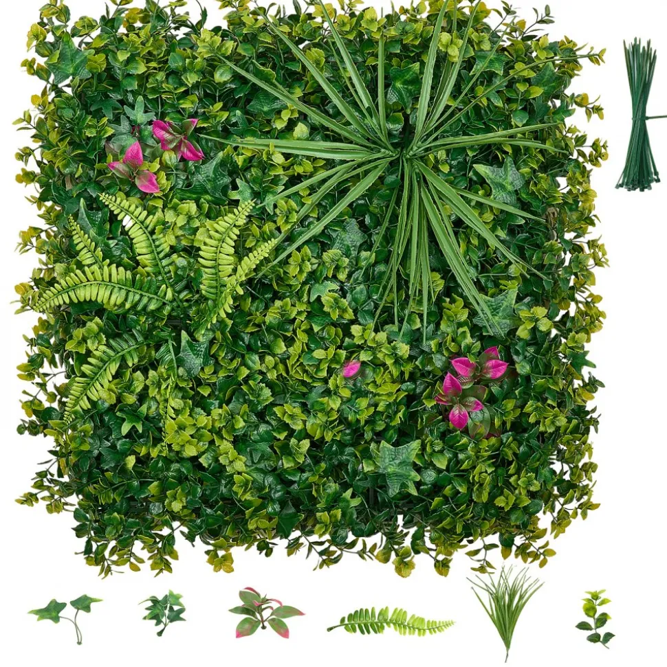 VEVOR Artificial Plant Wall, 16PCS 20 x 20 in Artificial Boxwood Panels, Greenery Backdrop Privacy Hedge Fence with Sun Protection, Fake Grass Wall Screen for Wedding, Indoor, Outdoor Garden, Backyard