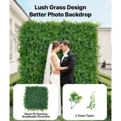 VEVOR Artificial Plant Wall, 12PCS 20 x 20 in Artificial Boxwood Panels, Sun Protection Greenery Backdrop Privacy Hedge Fence, Fake Grass Screen for Wedding, Indoor, Outdoor Garden, Backyard