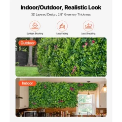 VEVOR Artificial Plant Wall, 12PCS 20 x 20 in Artificial Boxwood Panels, Greenery Backdrop Privacy Hedge Fence with Sun Protection, Fake Grass Wall Screen for Wedding, Indoor, Outdoor Garden, Backyard