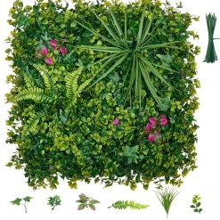 VEVOR Artificial Plant Wall, 12PCS 20 x 20 in Artificial Boxwood Panels, Greenery Backdrop Privacy Hedge Fence with Sun Protection, Fake Grass Wall Screen for Wedding, Indoor, Outdoor Garden, Backyard