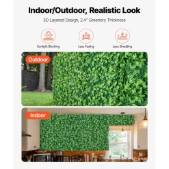 VEVOR Artificial Plant Wall, 4 PCS, Each Panel 2 x 8 ft Artificial Boxwood Panels, Sun Protection Greenery Backdrop Privacy Hedge Fence, Fake Grass Screen for Wedding, Indoor, Outdoor Garden, Backyard