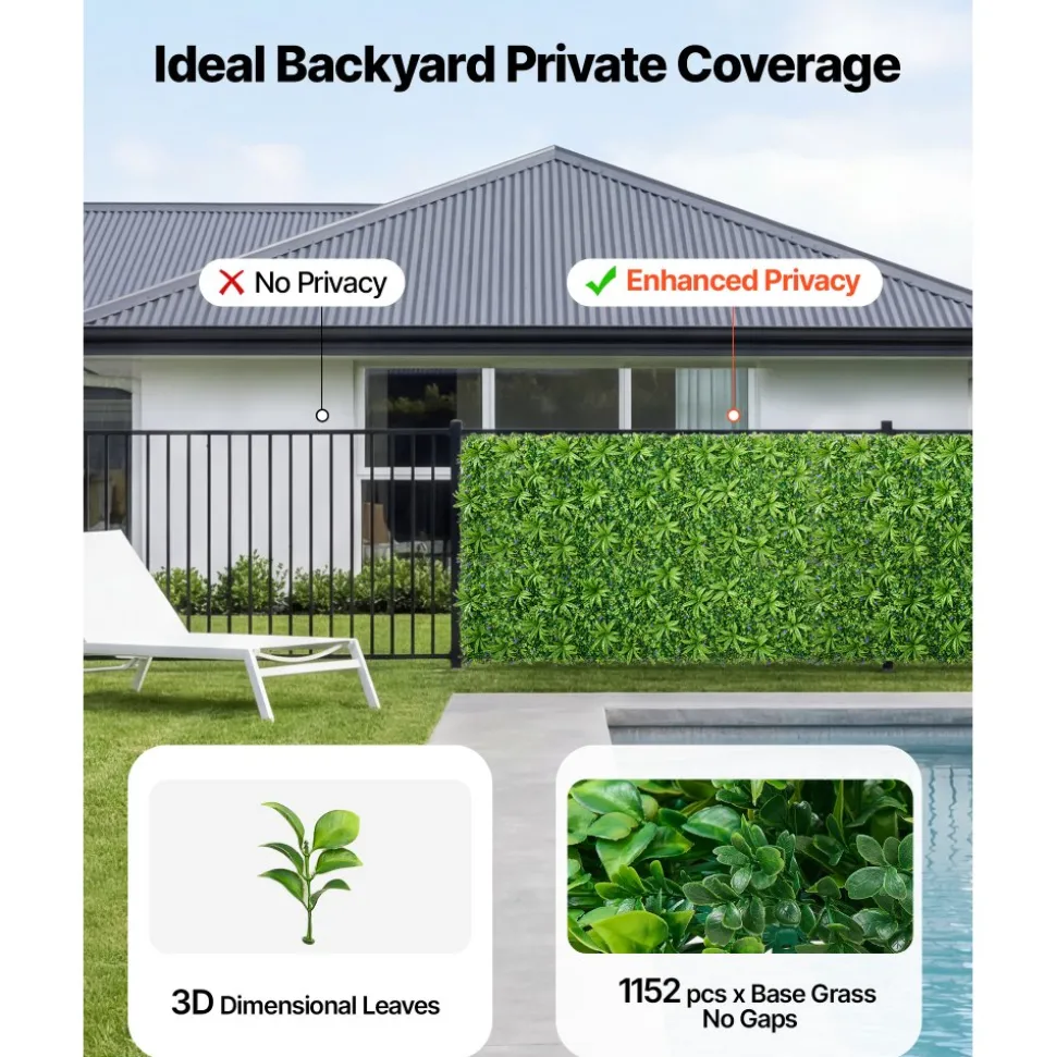 VEVOR Artificial Plant Wall, 40 x 120 in Artificial Boxwood Panels, Sun Protection Greenery Backdrop Privacy Hedge Fence, Fake Grass Screen for Wedding, Indoor, Outdoor Garden, Backyard (1 PC)