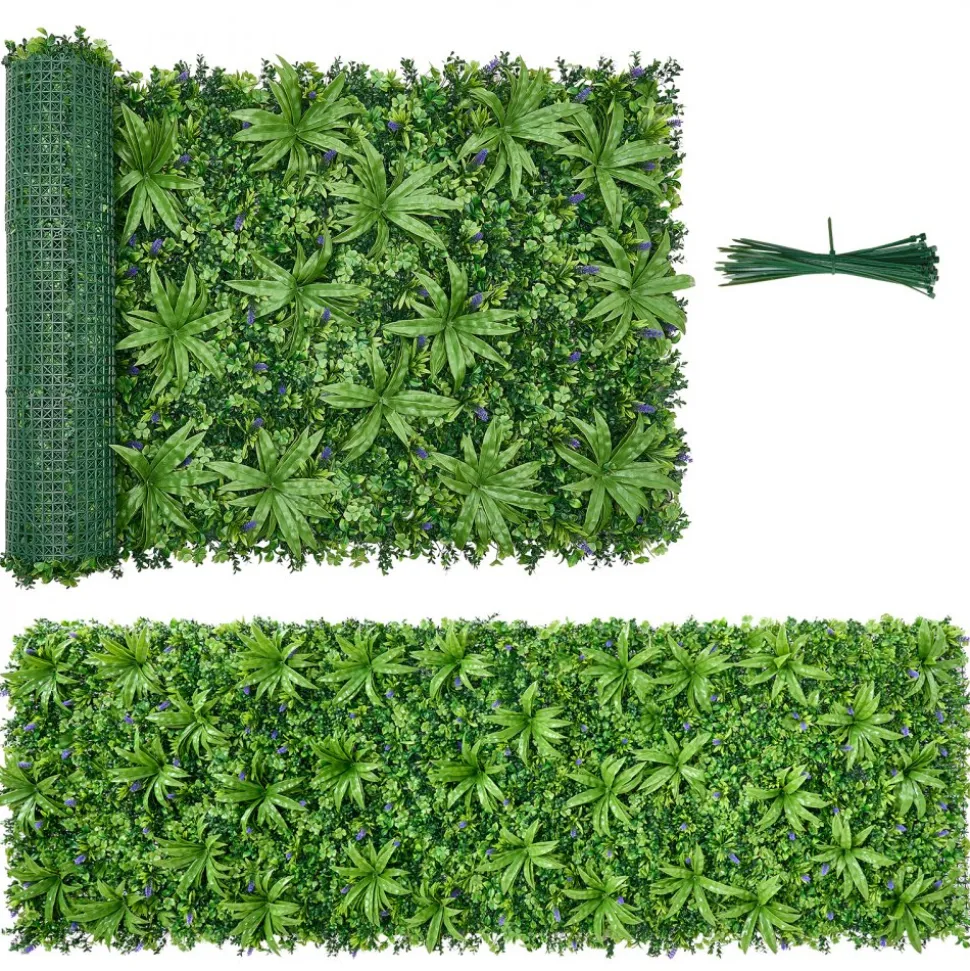 VEVOR Artificial Plant Wall, 40 x 120 in Artificial Boxwood Panels, Sun Protection Greenery Backdrop Privacy Hedge Fence, Fake Grass Screen for Wedding, Indoor, Outdoor Garden, Backyard (1 PC)