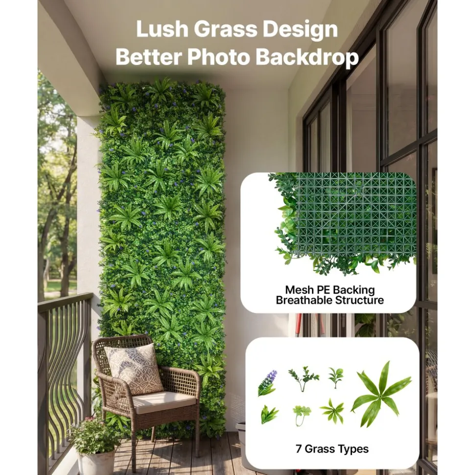 VEVOR Artificial Plant Wall, 40 x 120 in Artificial Boxwood Panels, Sun Protection Greenery Backdrop Privacy Hedge Fence, Fake Grass Screen for Wedding, Indoor, Outdoor Garden, Backyard (1 PC)