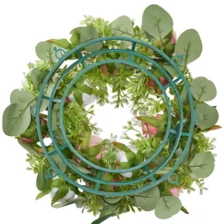 VEVOR Artificial Rose Wreath, 14-Inch Diameter Faux Flower Wreath with Pink and White Roses, Flower Arrangement Centerpiece for Valentine's, Mother's Day, Party, Wedding and Home Table Décor, 10 PCS