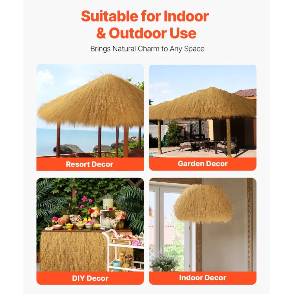 VEVOR Artificial Thatch Grass Roof, 1.3 x 3.9 ft Tiki Bar Hut Thatch Roofing Roll, Waterproof & Fire-Resistant, Palapa Tiki Roof Mat for Patio Pool Beach Tropical Hawaiian Party Décor