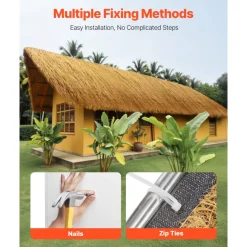 VEVOR Artificial Thatch Grass Roof, 1.6 x 19.7 ft Tiki Bar Hut Thatch Roofing Roll, Waterproof & Fire-Resistant, Palapa Tiki Roof Mat for Patio Pool Beach Tropical Hawaiian Party Décor