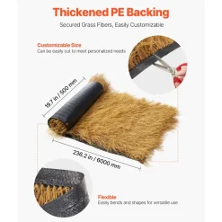 VEVOR Artificial Thatch Grass Roof, 1.6 x 19.7 ft Tiki Bar Hut Thatch Roofing Roll, Waterproof & Fire-Resistant, Palapa Tiki Roof Mat for Patio Pool Beach Tropical Hawaiian Party Décor