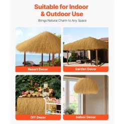 VEVOR Artificial Thatch Grass Roof, 1.6 x 19.7 ft Tiki Bar Hut Thatch Roofing Roll, Waterproof & Fire-Resistant, Palapa Tiki Roof Mat for Patio Pool Beach Tropical Hawaiian Party Décor