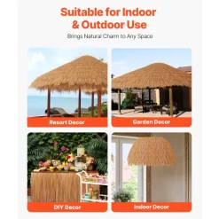 VEVOR Artificial Thatch Grass Roof, 1.3 x3.2 ft Mexican Style Tiki Bar Hut Skirt Thatch Roofing Roll, Waterproof & Fire-Resistant, Palapa Duck Blind Grass for Patio Pool Beach Hawaiian Party Décor