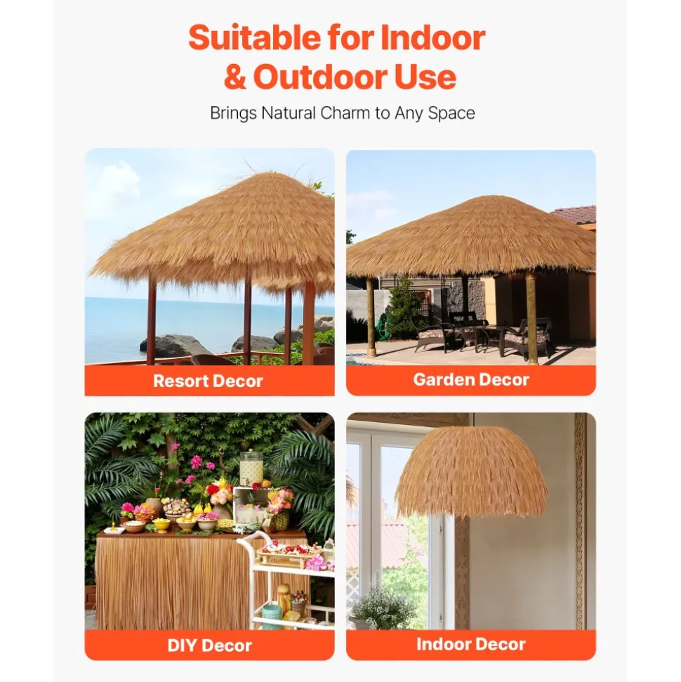 VEVOR Artificial Thatch Grass Roof, 1.3 x3.2 ft Mexican Style Tiki Bar Hut Skirt Thatch Roofing Roll, Waterproof & Fire-Resistant, Palapa Duck Blind Grass for Patio Pool Beach Hawaiian Party Décor