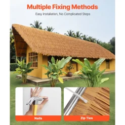 VEVOR Artificial Thatch Grass Roof, 1.3 x3.2 ft Mexican Style Tiki Bar Hut Skirt Thatch Roofing Roll, Waterproof & Fire-Resistant, Palapa Duck Blind Grass for Patio Pool Beach Hawaiian Party Décor