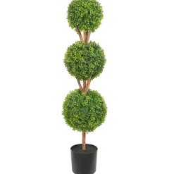 VEVOR Artificial Topiaries Boxwood Trees, 48 inch Tall (2 Pieces), 3 Ball-Shape Faux Topiaries Plant with Planters, Green Feaux Plant w/ Replaceable Leaves & Port for Decorative Indoor/Outdoor/Garden