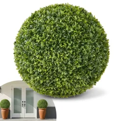VEVOR Artificial Topiary Ball, 23 inch Faux Boxwood Plant Balls, Fake Silk Tree Look Real, Easy Assembly for Decor Front Porch Outdoor Patio Garden Balcony Backyard and Indoor Home Wedding, Green