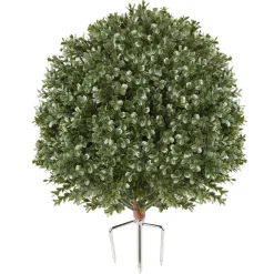 VEVOR Artificial Topiary Ball Boxwood Bush 20 in Set of 2 Green Fake Shrubs, PE Faux Trees with Metal Ground Spikes, Indoor & Outdoor Plant for Front Door, Entryway, Porch, Balcony, Patio, Garden