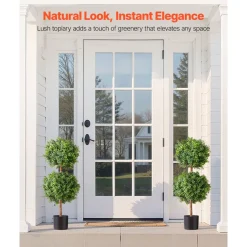 VEVOR Artificial Topiary Boxwood Double Ball, 2 Set 36 inch Faux Boxwood Plant Balls, Fake Silk Tree Look Real, Easy Assembly for Decor Front Porch Outdoor Patio Garden Balcony Backyard Indoor