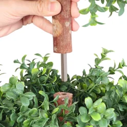 VEVOR Artificial Topiary Boxwood Trees with Ground Spike, 22 inch 2 Set Faux Shrubs & Bushes Potted Plants, Fake Silk Tree Look Real for Decor Front Porch Outdoor Indoor Patio Garden Balcony Backyard
