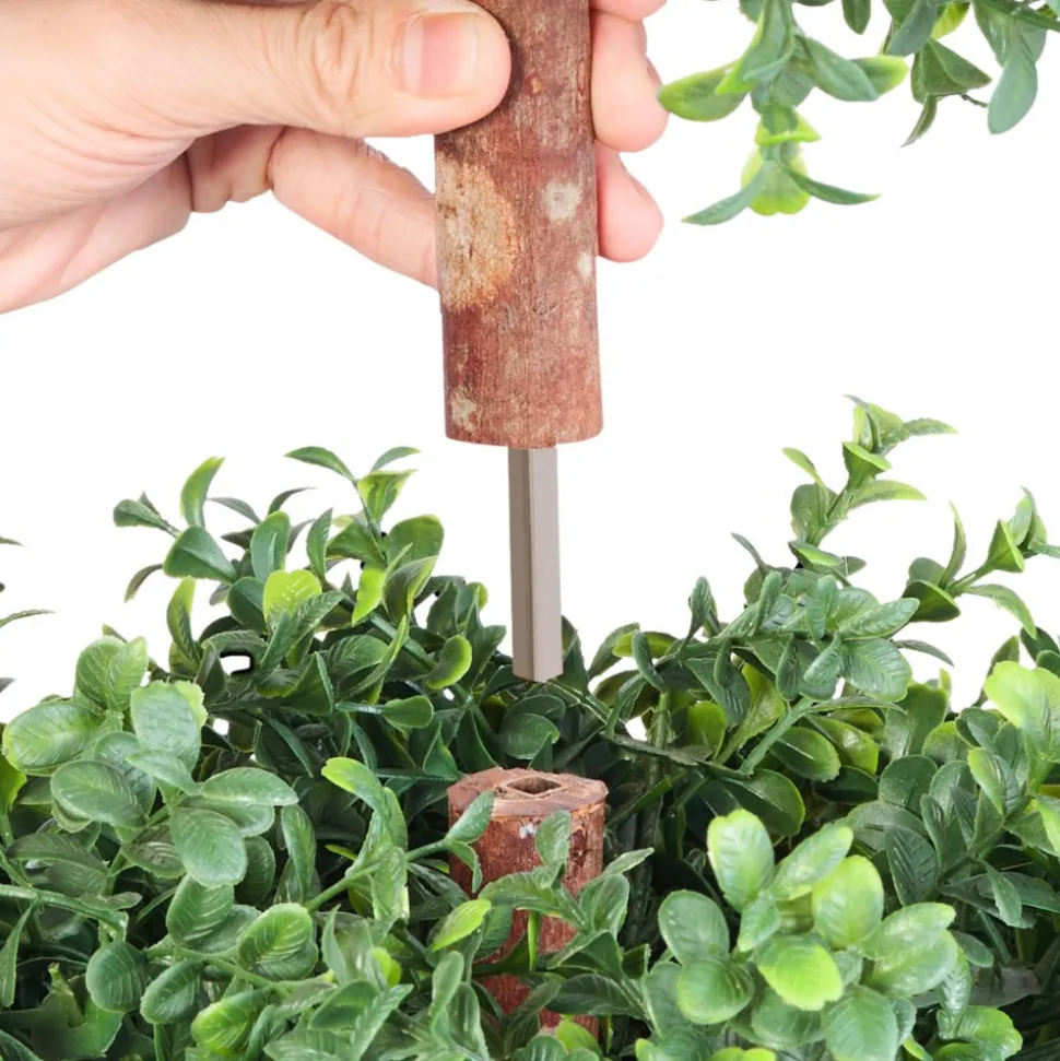 VEVOR Artificial Topiary Boxwood Trees with Ground Spike, 22 inch 2 Set Faux Shrubs & Bushes Potted Plants, Fake Silk Tree Look Real for Decor Front Porch Outdoor Indoor Patio Garden Balcony Backyard