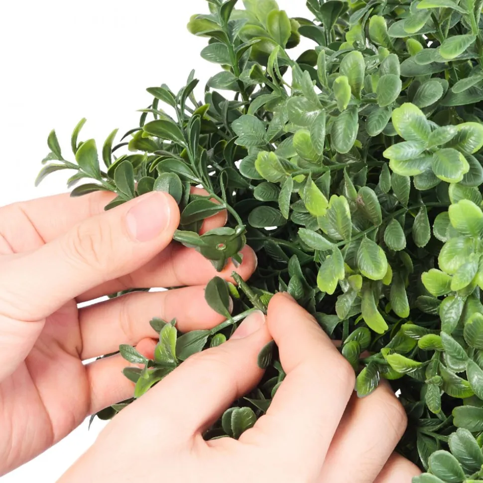 VEVOR Artificial Topiary Boxwood Trees with Ground Spike, 22 inch 2 Set Faux Shrubs & Bushes Potted Plants, Fake Silk Tree Look Real for Decor Front Porch Outdoor Indoor Patio Garden Balcony Backyard