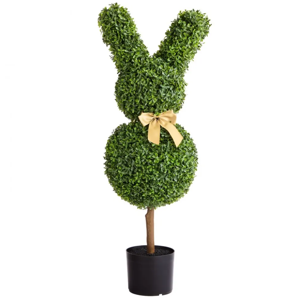 VEVOR Artificial Topiary Bunny-Shape Boxwood Ball, 2 Set 36 inch Faux Boxwood Plant Balls, Fake Silk Tree Look Real, Easy Assembly for Decor Front Porch Outdoor Patio Garden Balcony Backyard Indoor