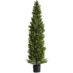 VEVOR Artificial Topiary Cedar Trees, 60 inch 2 Set Faux Pine Shrubs Plants, Fake Silk Tree Look Real, Easy Assembly for Decor Front Porch Outdoor Patio Garden Balcony Backyard Indoor Office