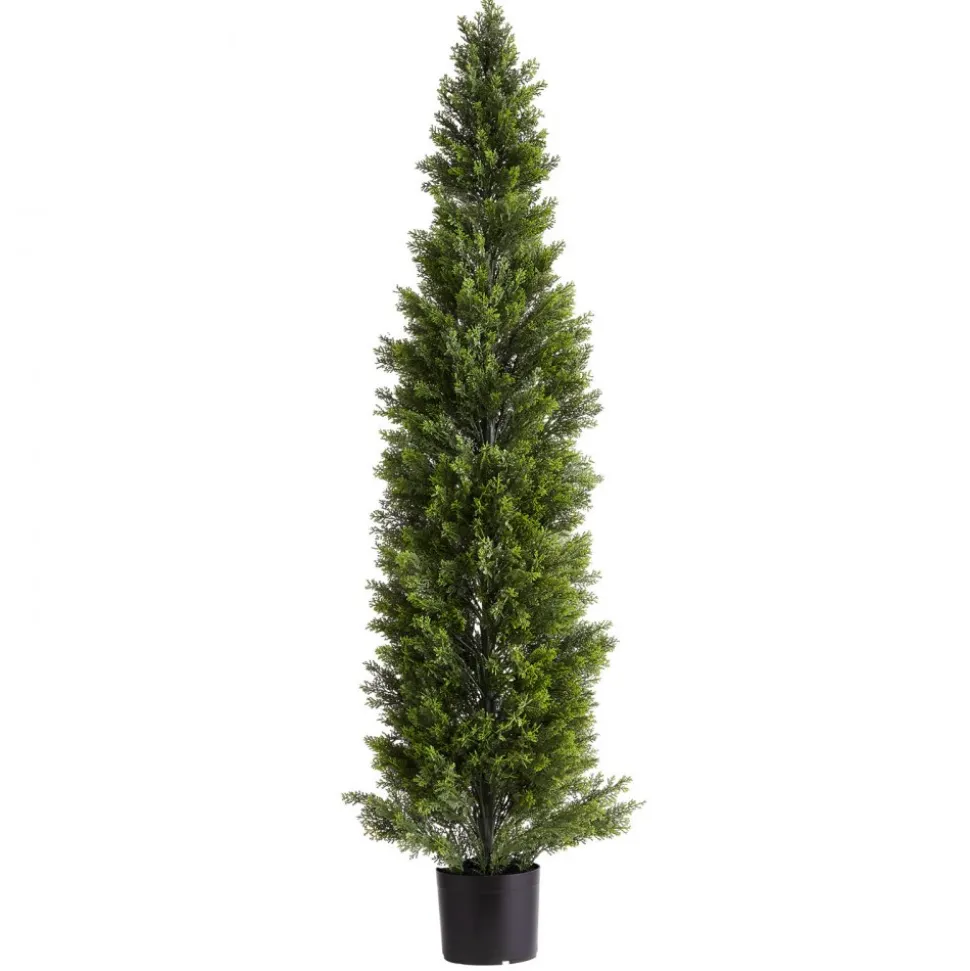 VEVOR Artificial Topiary Cedar Trees, 60 inch 2 Set Faux Pine Shrubs Plants, Fake Silk Tree Look Real, Easy Assembly for Decor Front Porch Outdoor Patio Garden Balcony Backyard Indoor Office