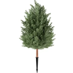 VEVOR Artificial Topiary Cedar Bush 3 Ft Set of 2 Greenery Fake Shrubs, PE Faux Trees with Ground Spikes, Indoor & Outdoor Green Plant for Front Door, Entryway, Porch, Balcony, Patio, Garden