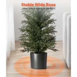 VEVOR Artificial Topiary Cedar Tree 8 Ft Set of 2 with Pot Greenery Decor, Premium PE Fake Trees, Year-Round Indoor & Outdoor Faux Green Plant for Front Door, Entryway, Porch, Balcony, Patio, Garden