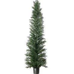 VEVOR Artificial Topiary Cedar Tree 8 Ft Set of 2 with Pot Greenery Decor, Premium PE Fake Trees, Year-Round Indoor & Outdoor Faux Green Plant for Front Door, Entryway, Porch, Balcony, Patio, Garden