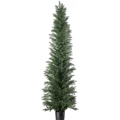 VEVOR Artificial Topiary Cedar Tree 8 Ft Set of 2 with Pot Greenery Decor, Premium PE Fake Trees, Year-Round Indoor & Outdoor Faux Green Plant for Front Door, Entryway, Porch, Balcony, Patio, Garden