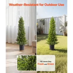 VEVOR Artificial Topiary Cedar Trees, 36 inch 2 Set Faux Pine Shrubs Plants, Fake Silk Tree Look Real, Easy Assembly for Decor Front Porch Outdoor Patio Garden Balcony Backyard Indoor Office