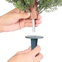 VEVOR Artificial Topiary Cypress Trees with Ground Spike, 16 inch 2 Set Faux Shrubs & Bushes Potted Plants, Fake Silk Tree Look Real for Decor Front Porch Outdoor Indoor Patio Garden Balcony Backyard