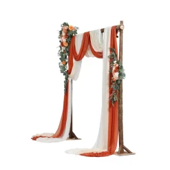 VEVOR Artificial Wedding Arch Flowers Kit, Pink Wedding Arch Flowers with Drapes Kit (Pack of 5) - 2 Pcs Floral Arrangement, 3 Pcs Sheer Drapes, for Ceremony Bouquets Reception Backdrop Decoration