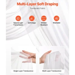 VEVOR Artificial Wedding Arch Flowers Kit, Orange Wedding Arch Flowers with Drapes Kit (Pack of 4) - 2 Pcs Floral Arrangement, 2 Pcs Sheer Drapes, for Ceremony Bouquets Reception Backdrop Decoration